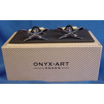 ONYX-ART CUFFLINK SET - CROSSED OARS